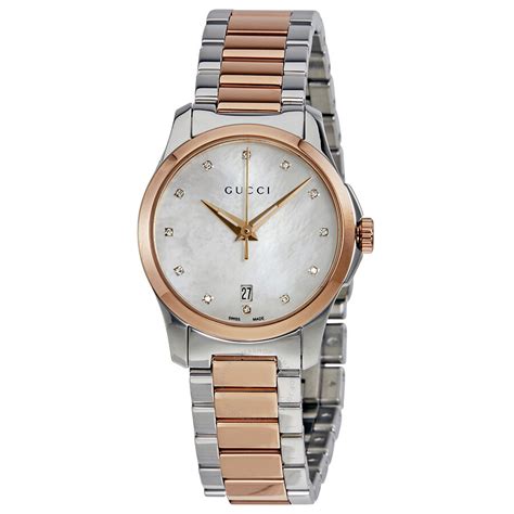 women's g-gucci alligator leather white mother of pearl dial streps|Women's G.